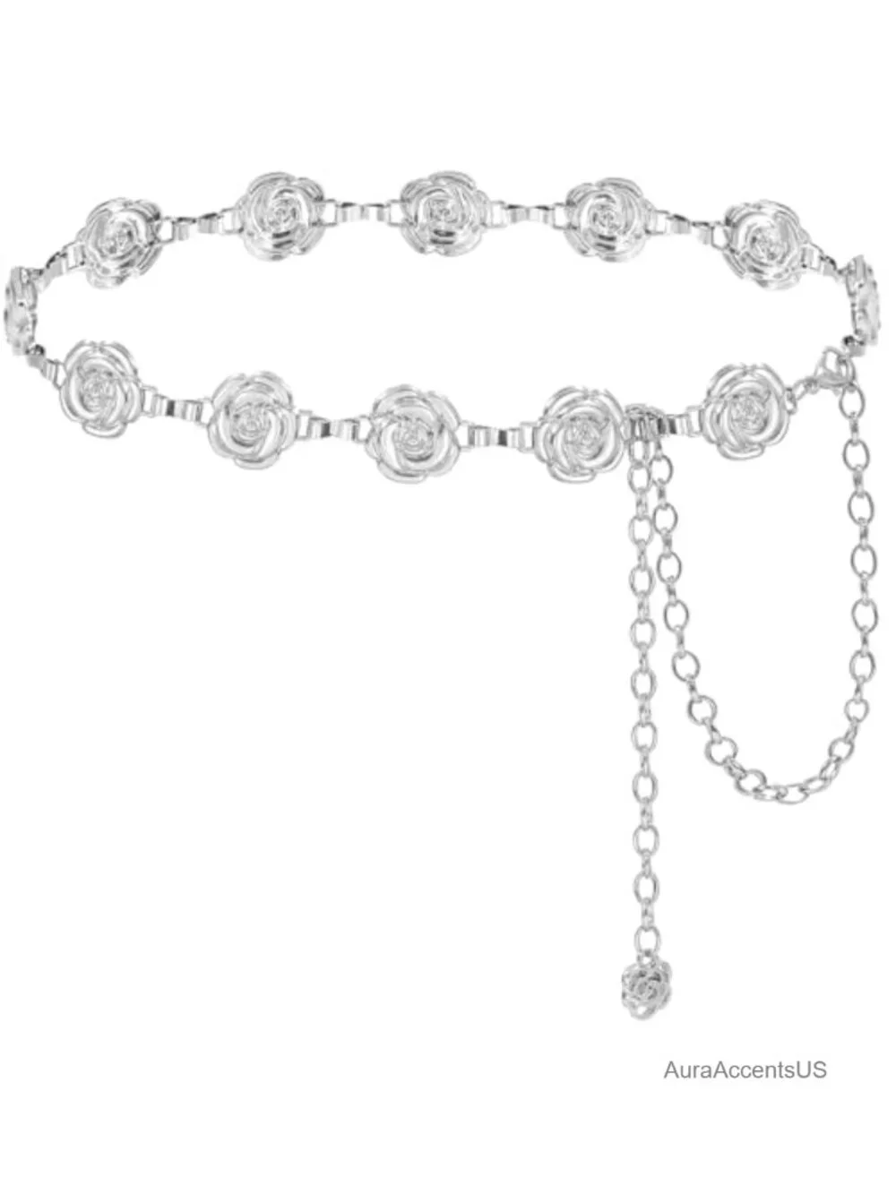 Alloy Waist Chain Belt Floral Hollow Flower Belt for Women Dresses